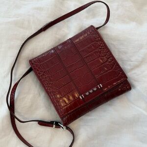 Brighton Burgundy Croc-Embossed Shoulder Bag